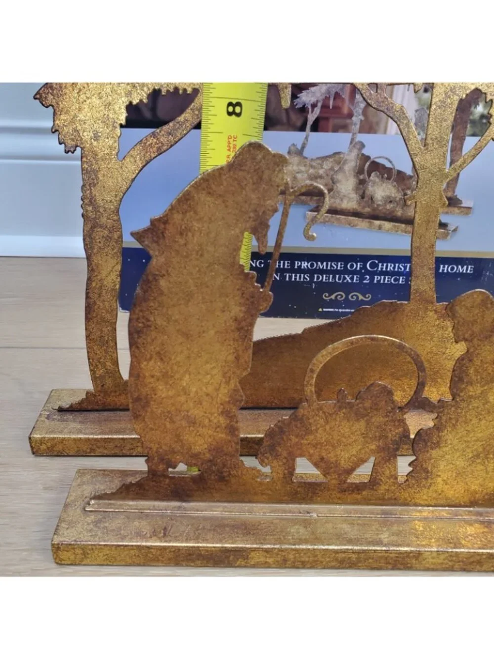 Promise of Christmas Deluxe Gold Nativity Robert Stanley Metal 2 Piece Set Boxed